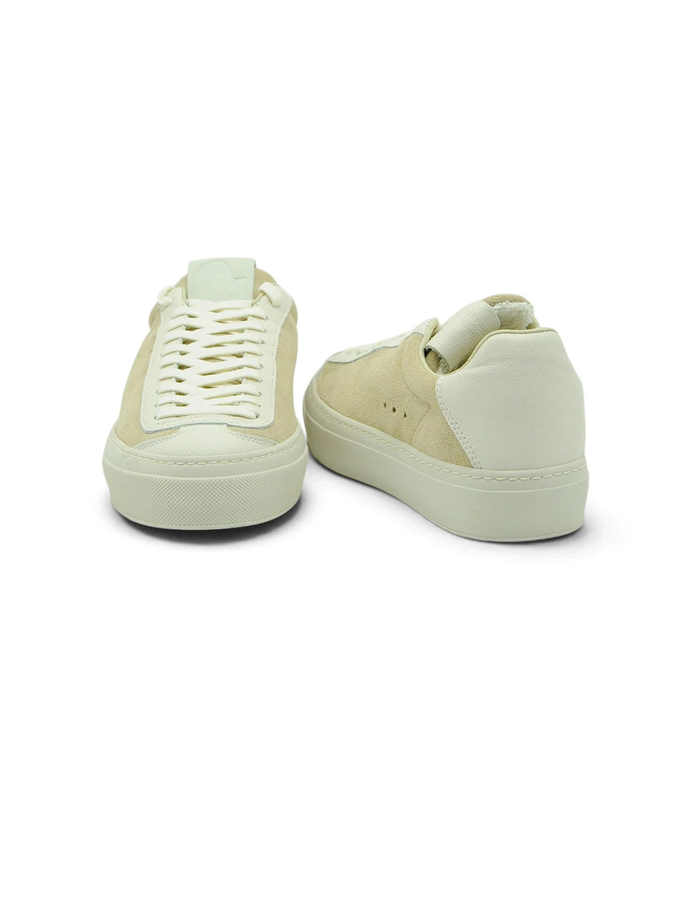 Sneaker aqua alta beige in camoscio e tela crema con lacci bianchi e suola alta in gomma