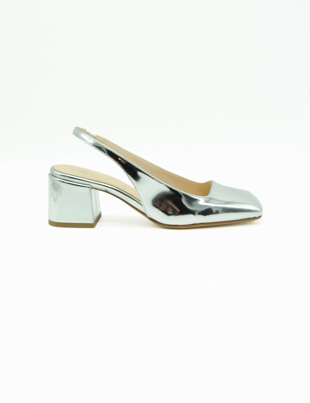 Anna F. Décolleté Slingback Argento, décolleté slingback argento con tacco chunky