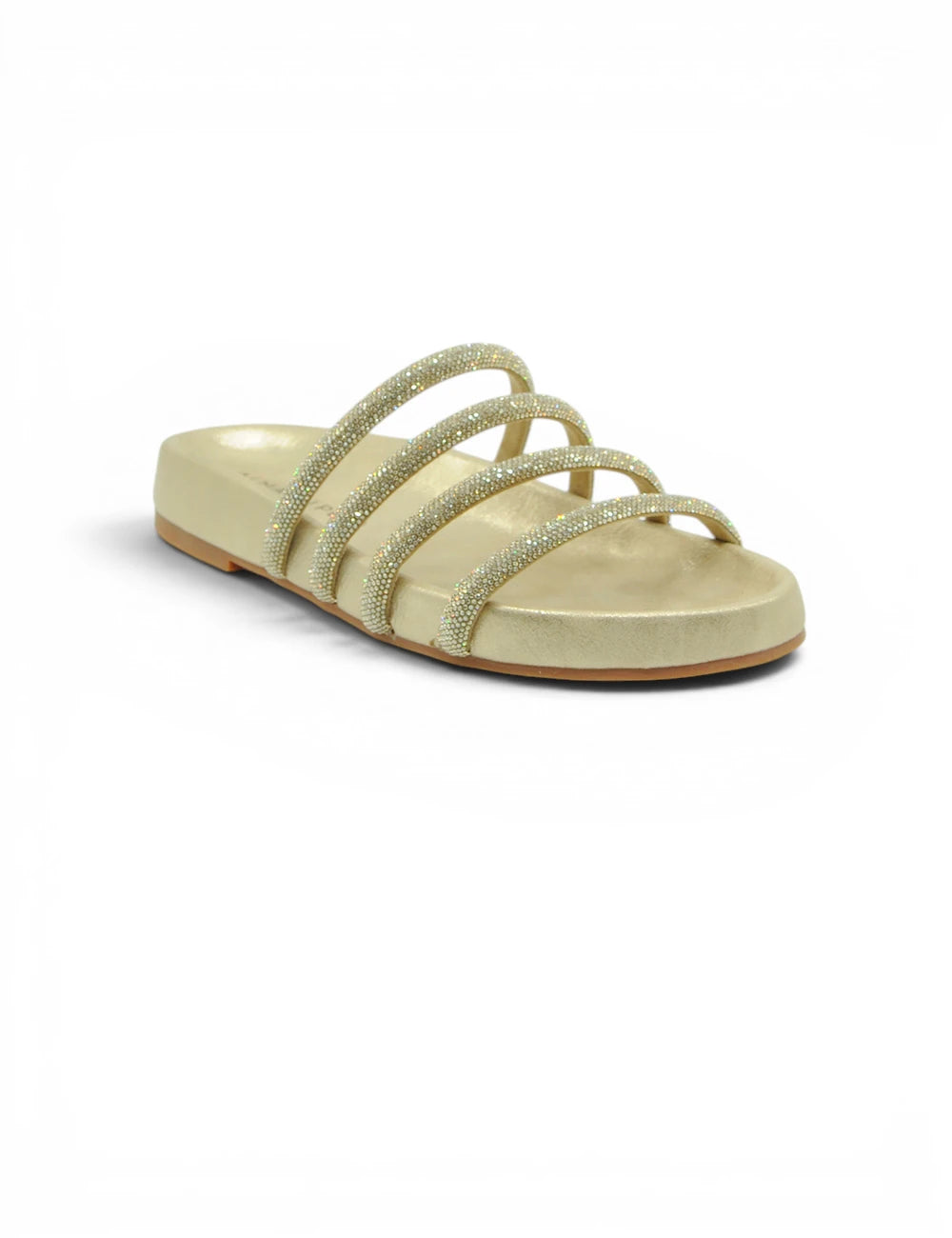 Sandalo alma en pena gold dorato con quattro cinturini con strass e tomaia morbida effetto suede