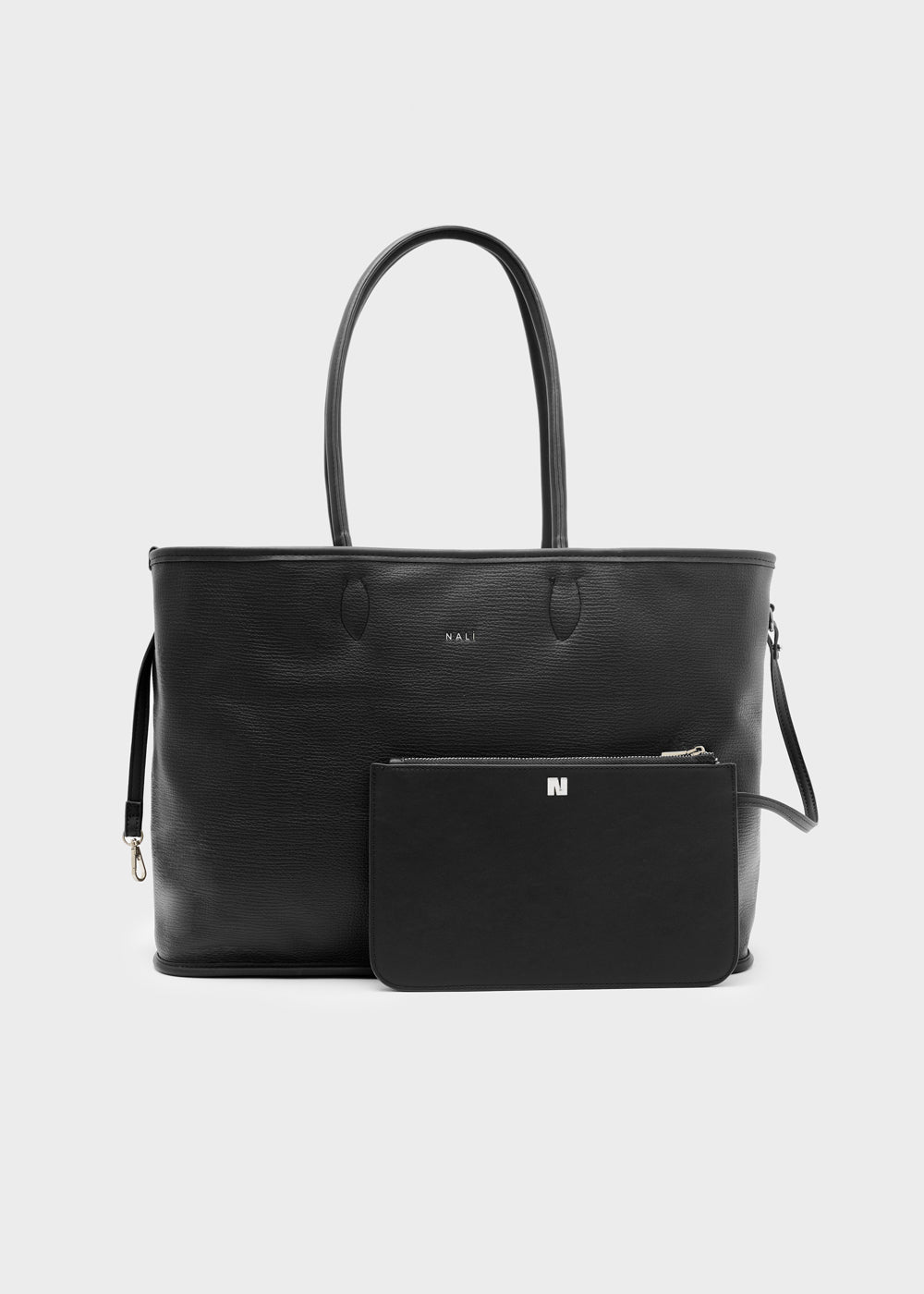 Nalì a spalla kassydy double marrone borsa tote nera in pelle lavorata con pochette coordinata con zip