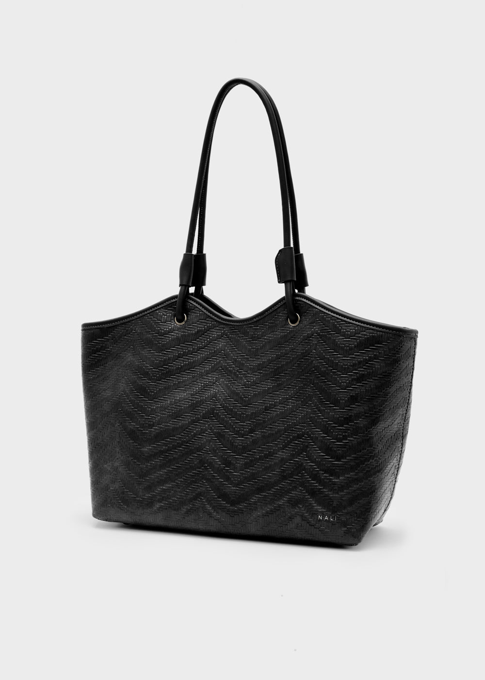 Black nali tote bag con motivo chevron testurizzato e design strutturato elegante nero nalì a spalla muse nero