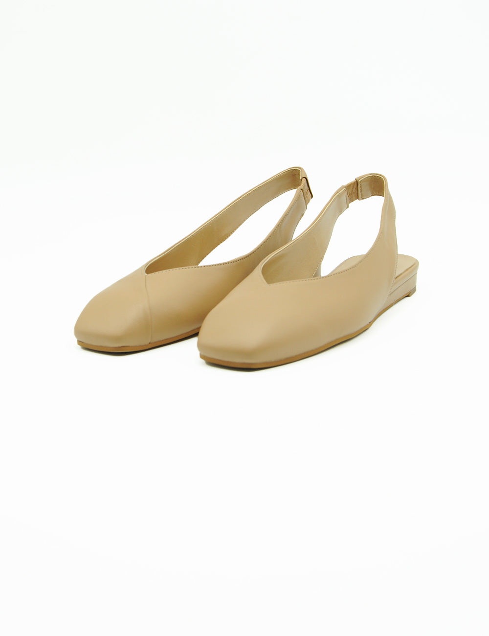 Bianca Di Ballerina slingback camel: beige pelle square toe e tacco basso
