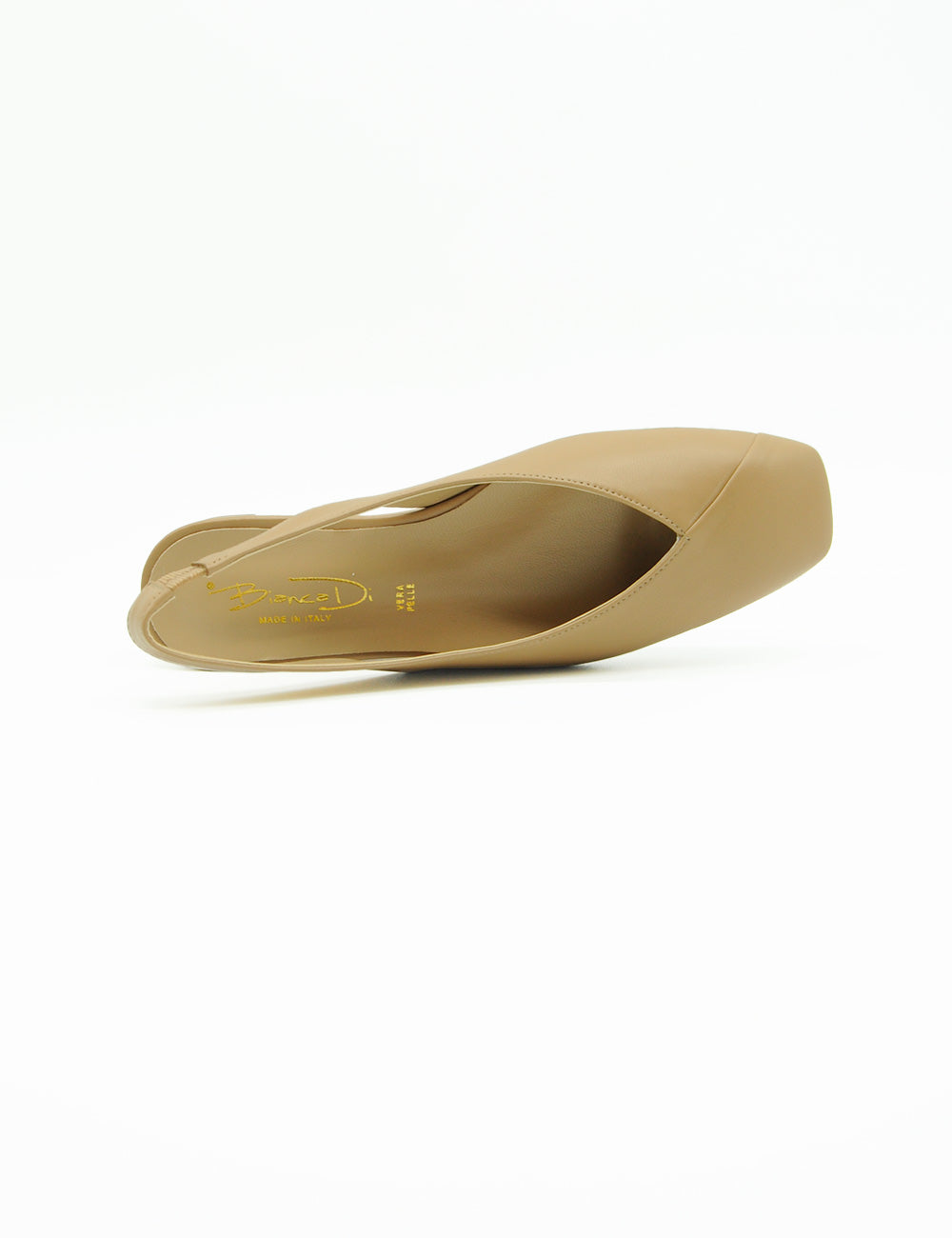 Bianca Di Ballerina slingback camel, beige pelle square toe minimalista