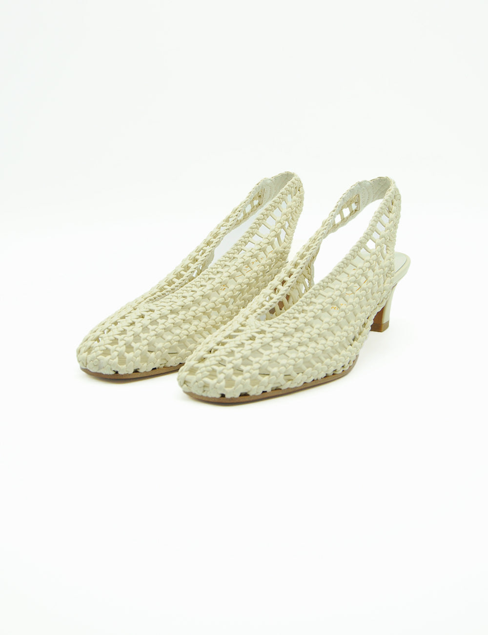 Bianca Di Décolleté Slingback Latte: slingback crema intrecciato tacco basso open-toe