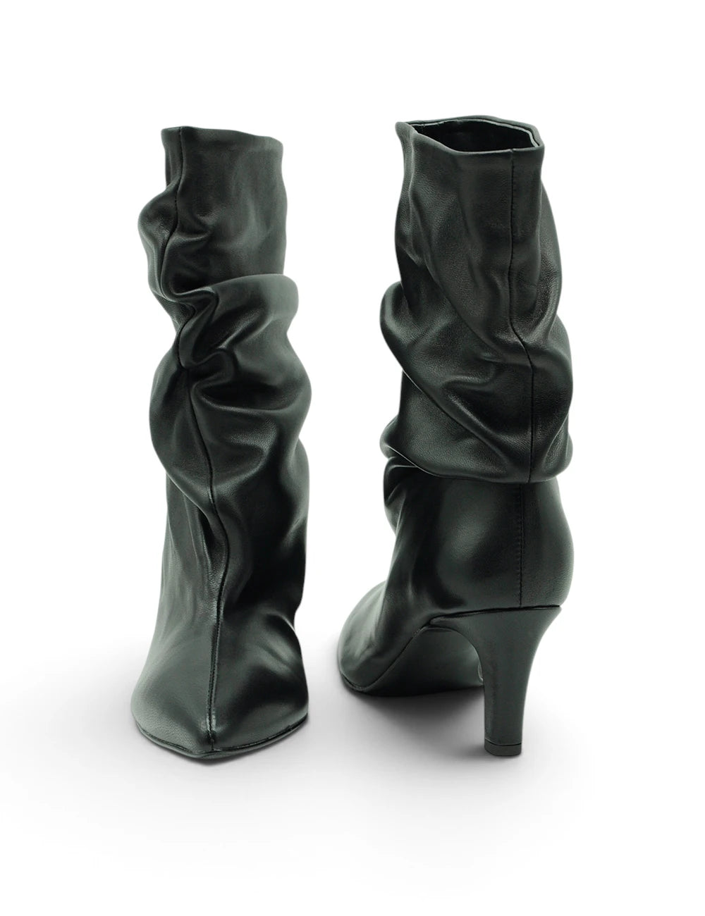 Bianca di stivaletto soft nero ankle boots in black leather with ruched upper and sleek high heel