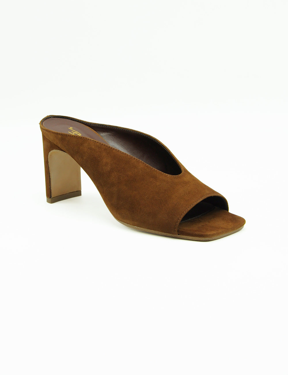 Mule suede marrone Bianca Di Choco con tacco a blocco e punta aperta
