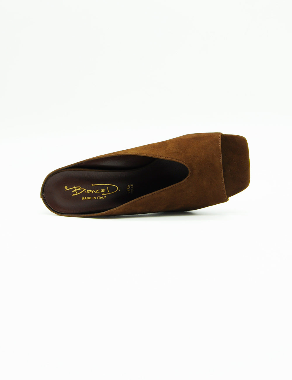 Mule in suede marrone Bianca Di modello Choco, punta squadrata e tacco basso