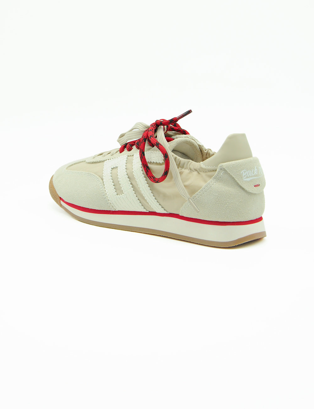 Sneaker Back 70 Rocket Cotton Sand beige scamosciata, lacci rossi e striscia rossa suola