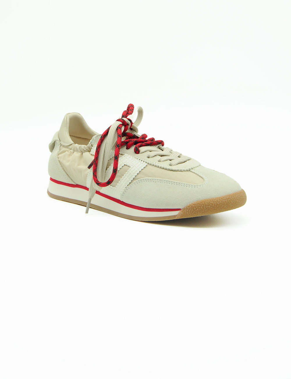 Sneaker Back 70 Rocket Cotton Sand: retro suede crema, lacci rossi, suola tan
