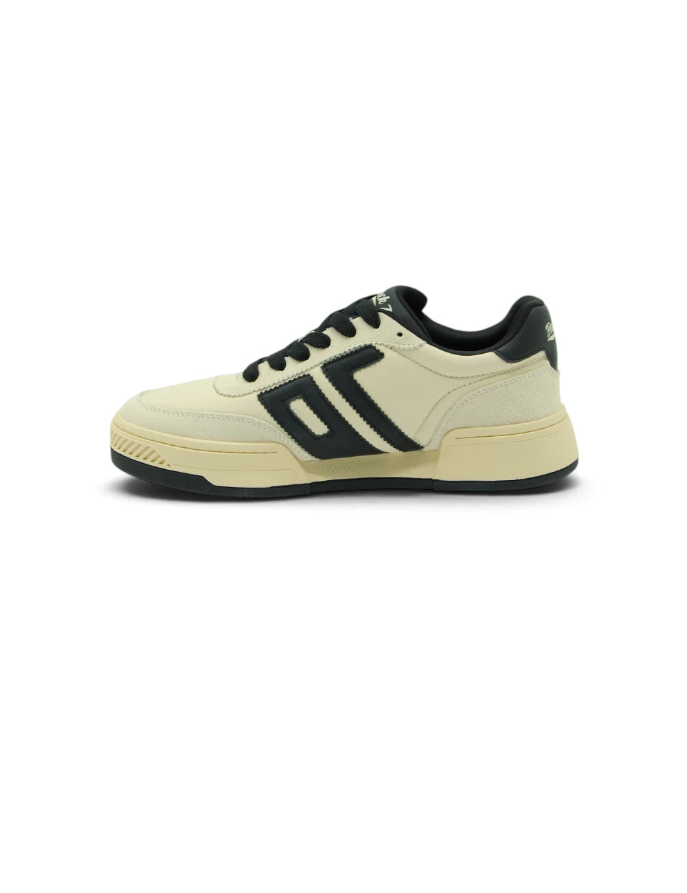 Sneaker back 70 mars butter color crema con accenti neri e logo geometrico audace sulla parte laterale