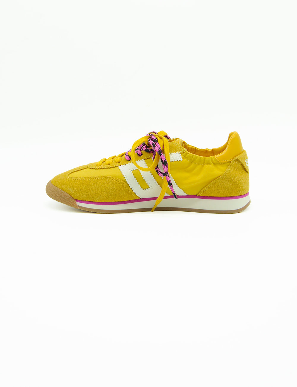 Sneaker Back 70 Rocket Cotton Sun gialla scamosciata con accenti bianchi e rosa