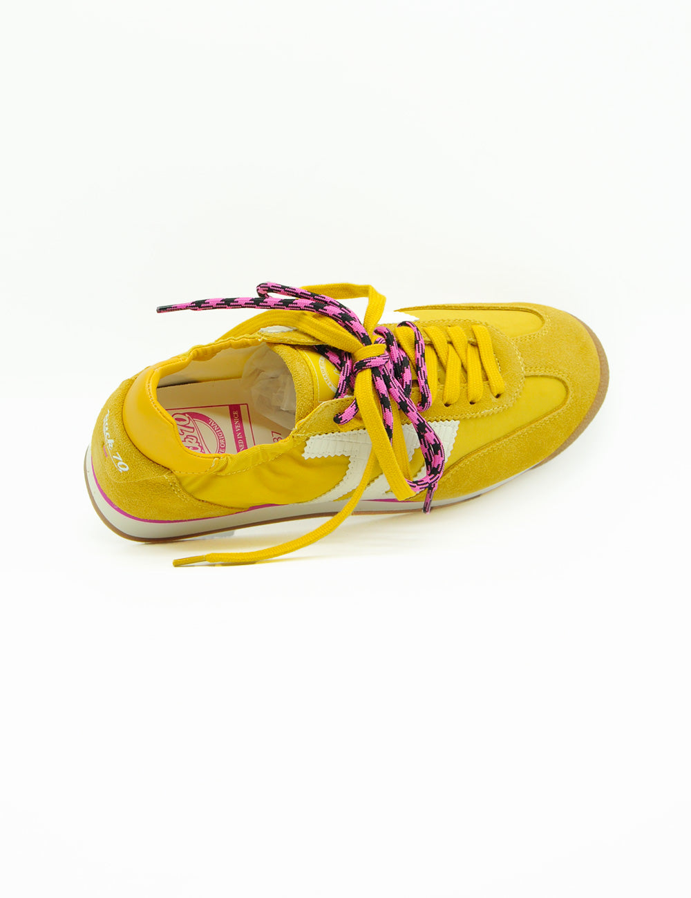 Sneaker Back 70 Rocket Cotton Sun giallo zaffiro con lacci rosa e neri vivaci