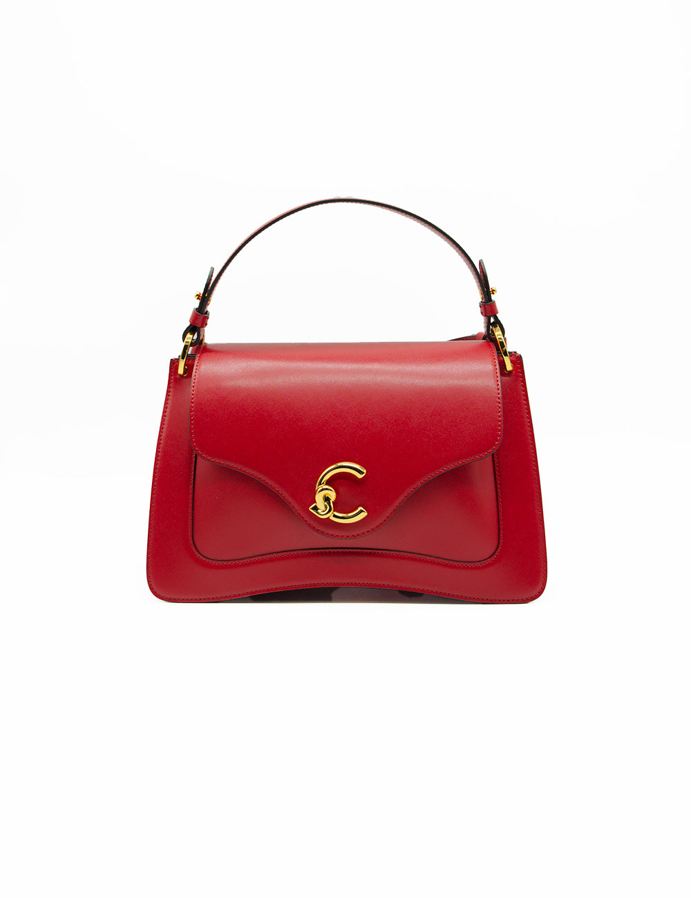 Borsa in pelle rossa vibrante Coccinelle C-Me Medium Scarlet con chiusura C dorata