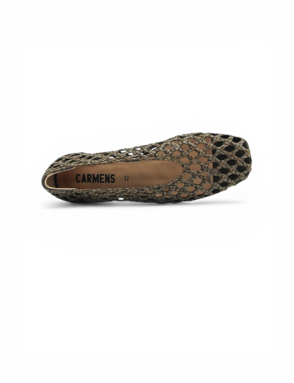 Ballerina Maya Plat Moro Carmens taupe e nero rete intrecciata punta quadrata