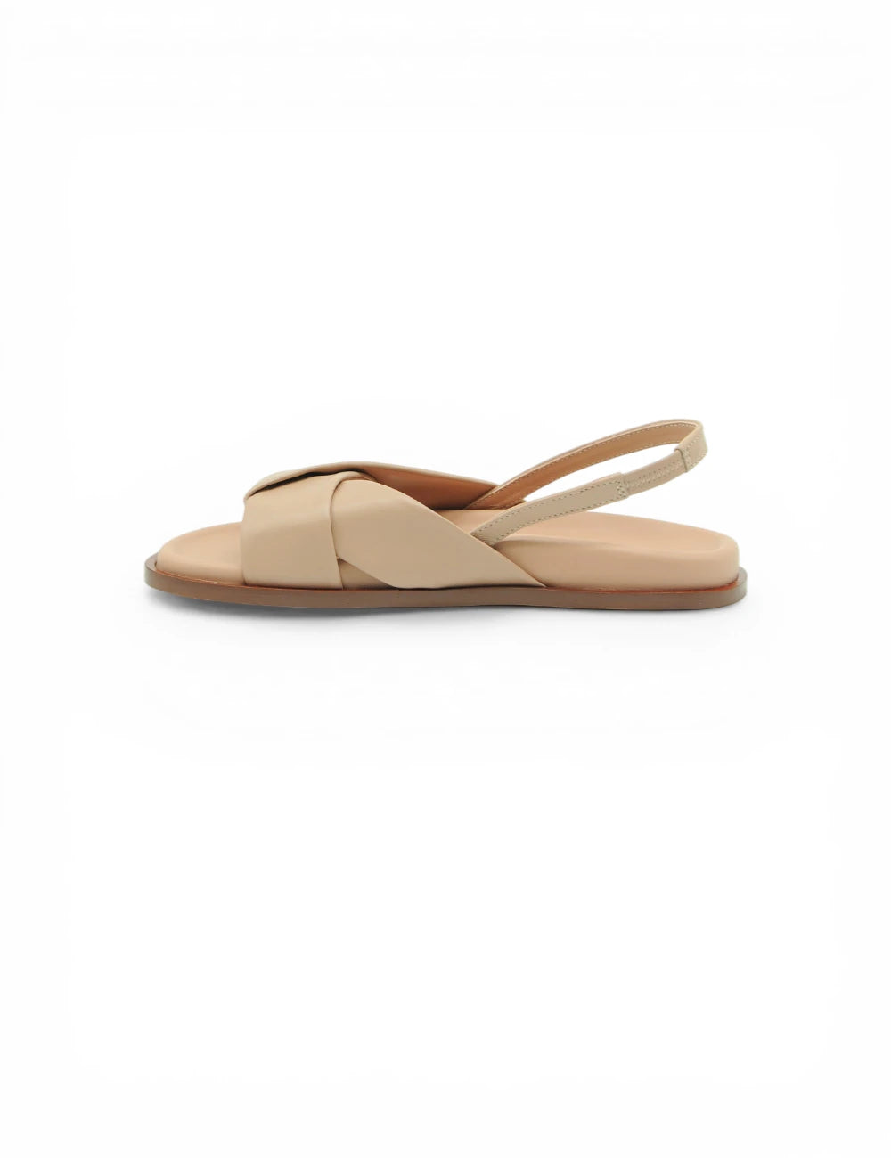 Sandalo Christine Cross Nature in pelle beige con cinturino intrecciato e suola flat