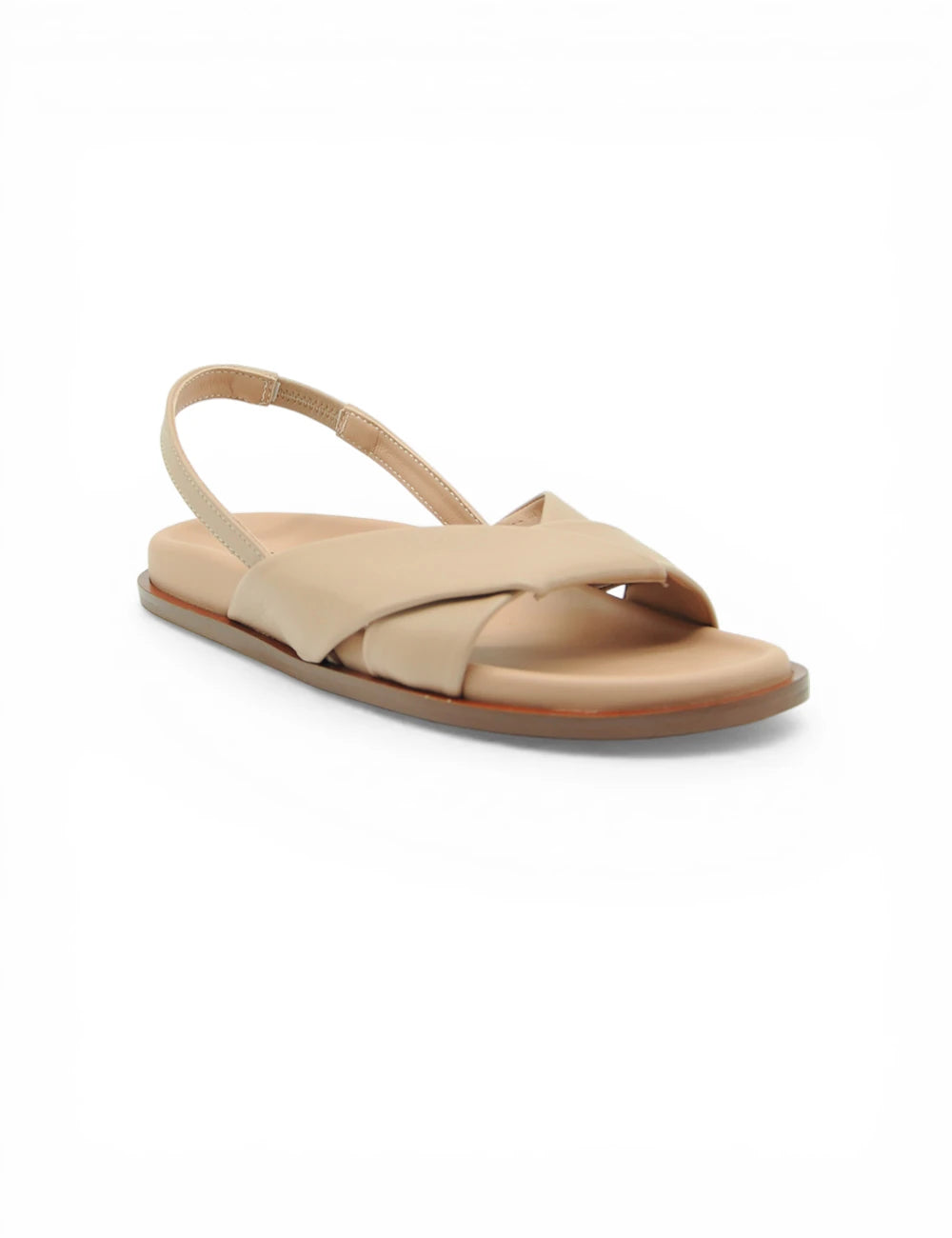 Sandalo Christine Cross Nature in pelle beige, retro con suola flat
