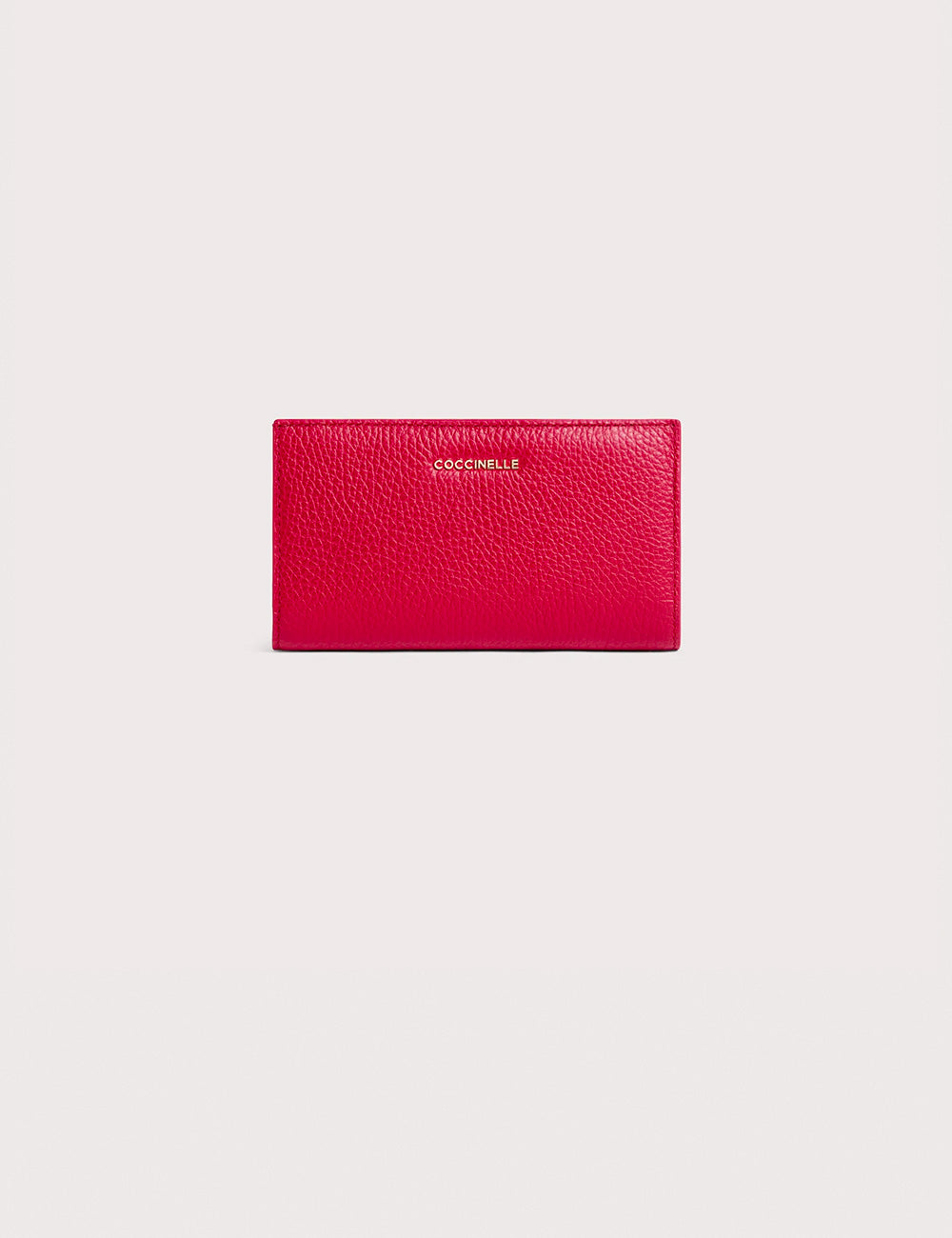 Portafoglio Coccinelle Metallic Large Scarlet in pelle rossa vibrante con logo oro
