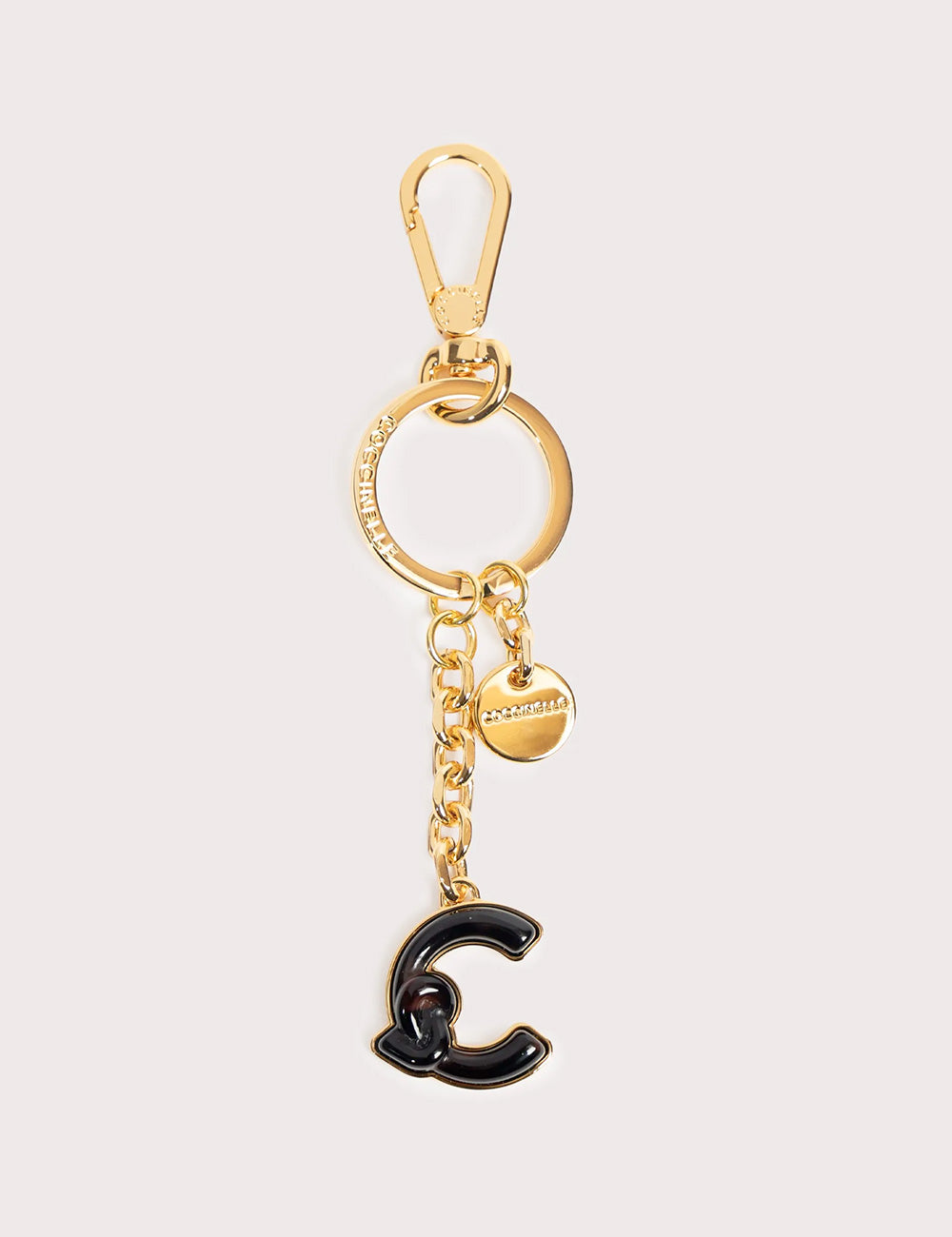 Portachiavi Coccinelle C-Me Gold con charm C smaltato nero