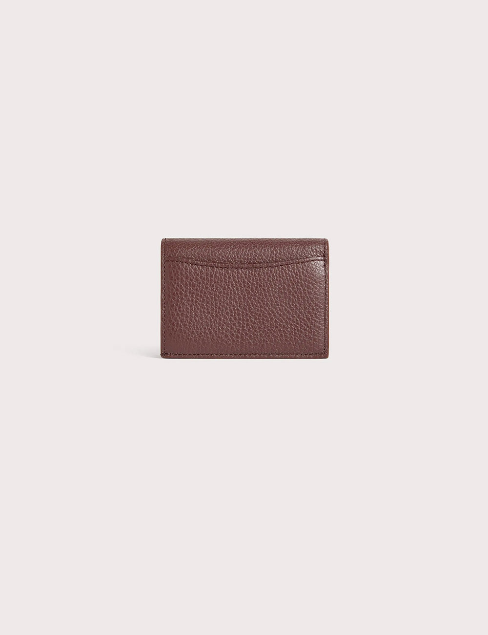 Portafogli coccinelle metallic small berry in pelle marrone scuro compatto con superficie a grana e cuciture precise
