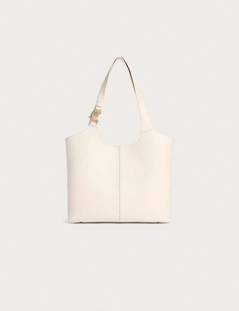 Borsa tote Coccinelle C-Easy Pearl in pelle bianca minimalista con hardware oro