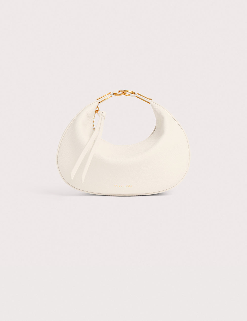 Borsa hobo Coccinelle Fujiko Pearl in pelle crema con catena dorata e zip
