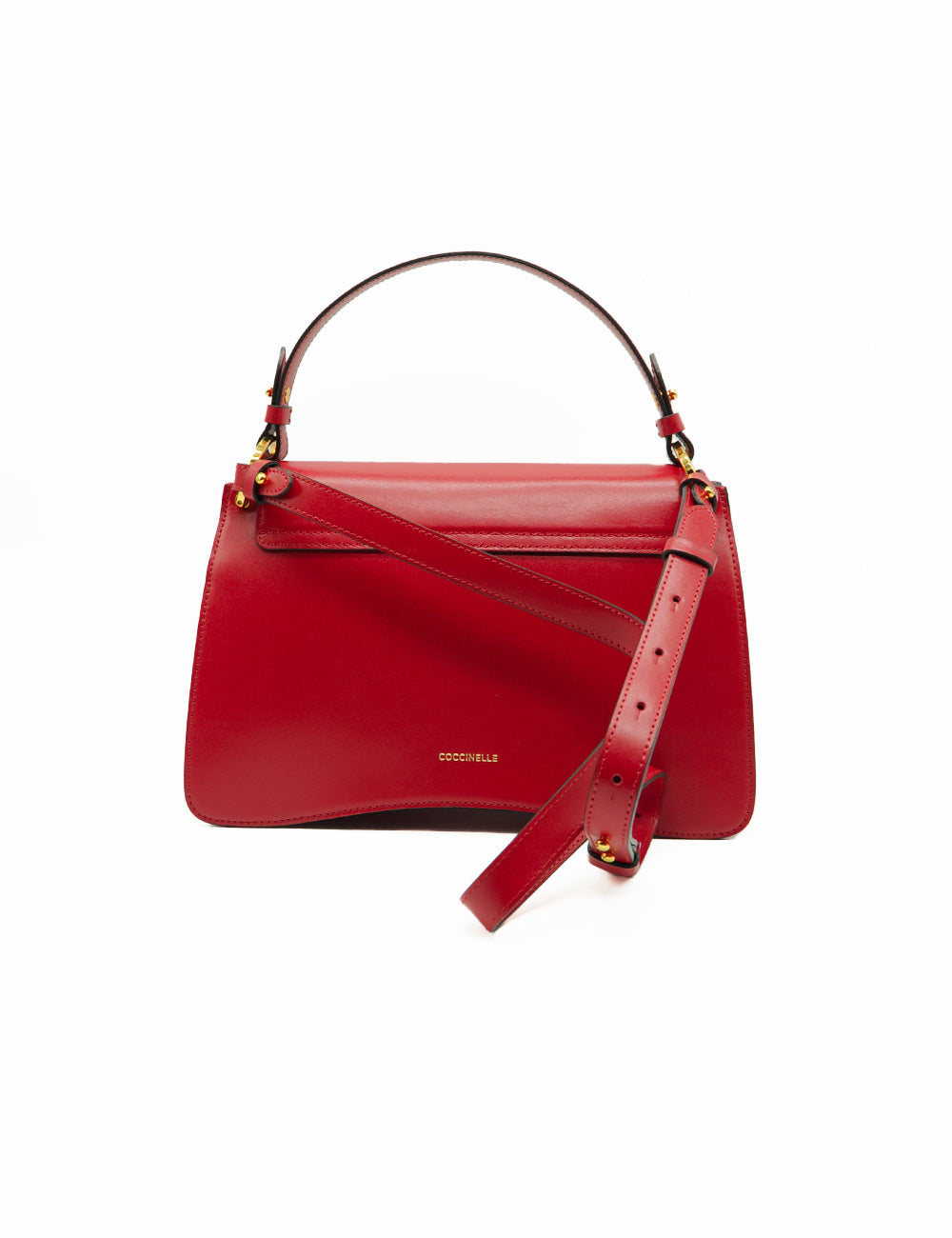 Borsa Coccinelle C-Me Media Scarlet in pelle rossa con hardware dorato e tracolla staccabile