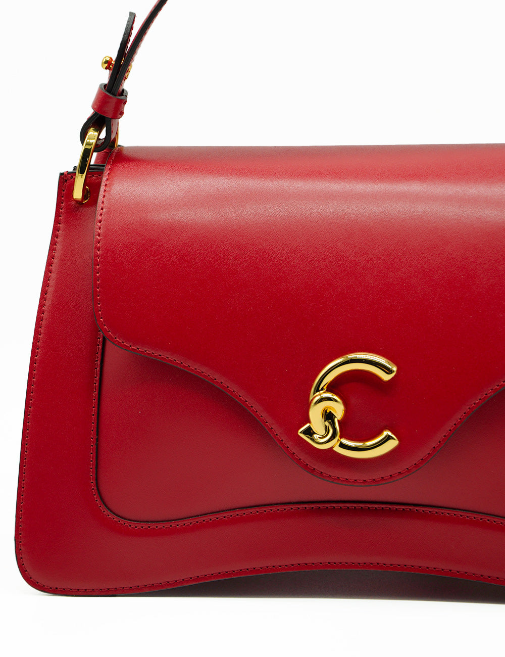Borsa Coccinelle C-Me Medium Scarlet in pelle rossa con chiusura C dorata
