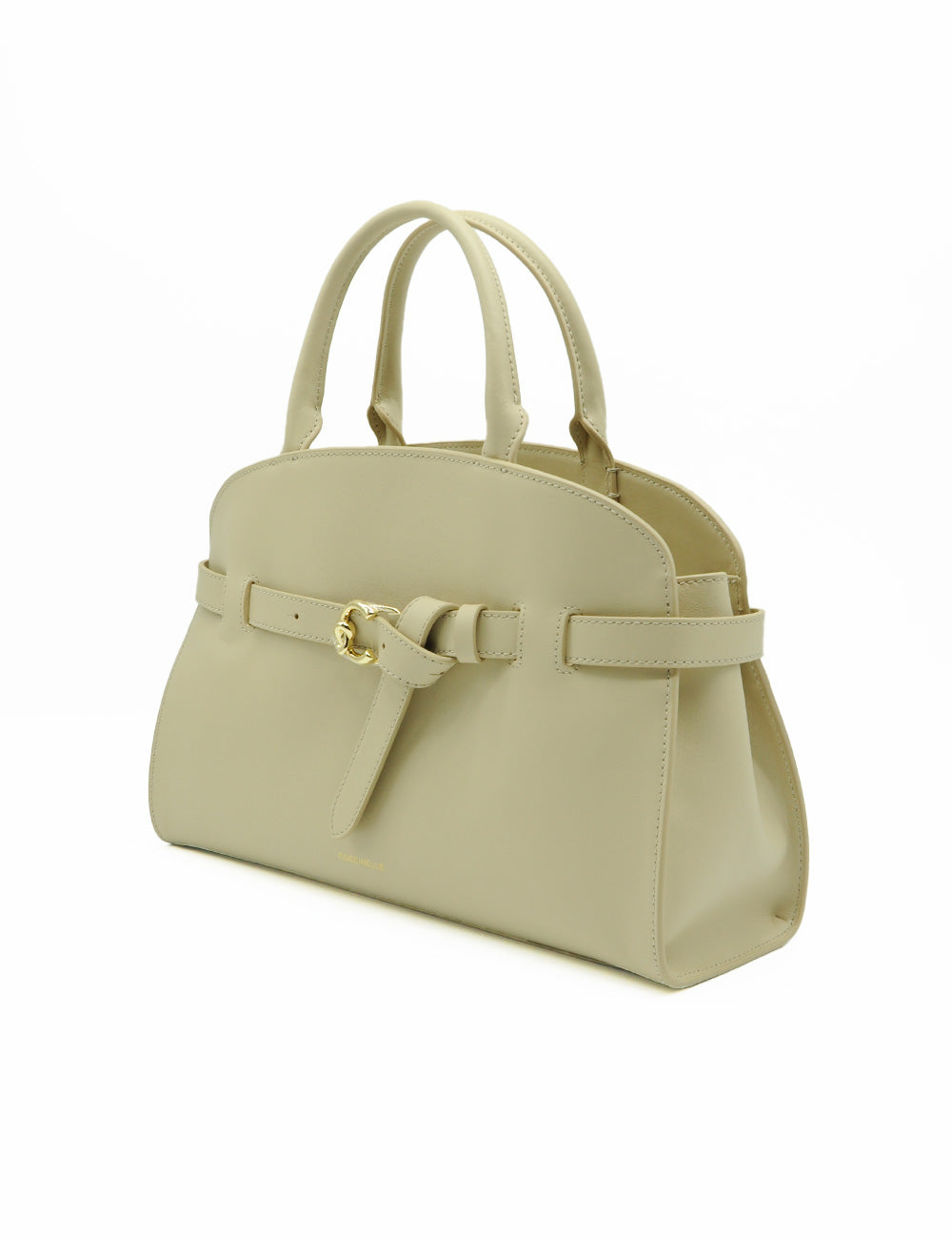 Borsa in pelle beige Coccinelle Sabine Medium Sandshell con fibbia dorata