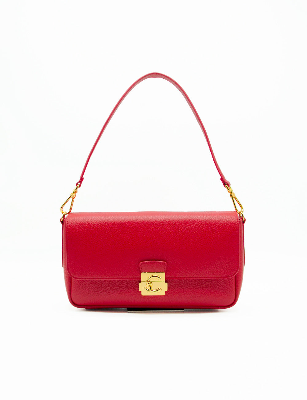 Borsa Coccinelle C-Me Lock Large Scarlet in pelle rossa vibrante con chiusura dorata