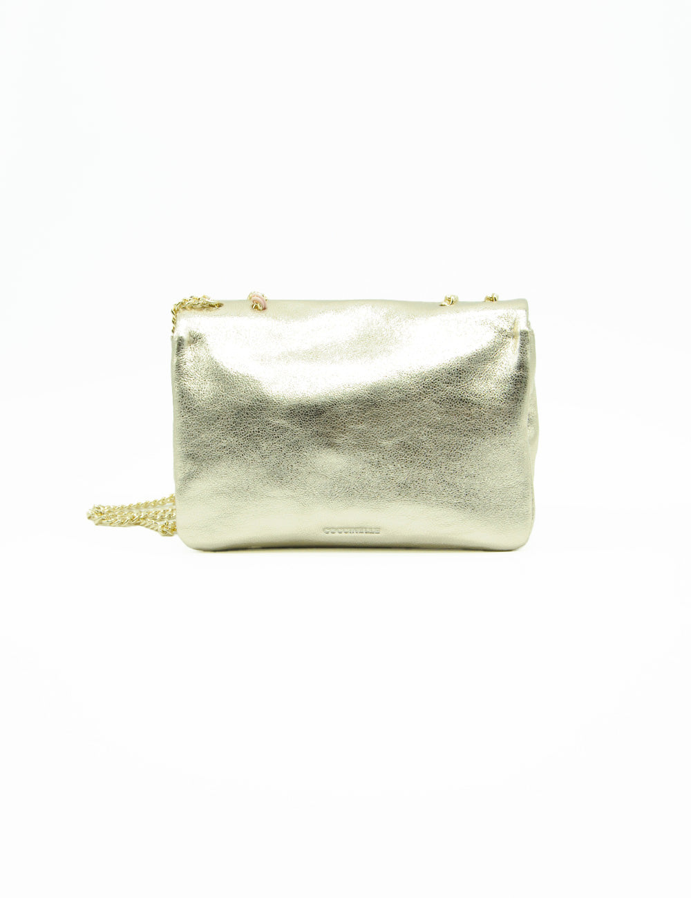 Borsa clutch Coccinelle Dulse Mini oro pallido con catena delicata