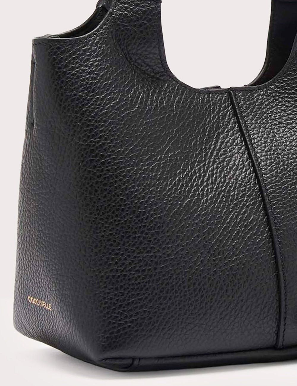 Black pebbled leather tote bag coccinelle c-easy small noir with minimalist design and subtle gold-tone branding