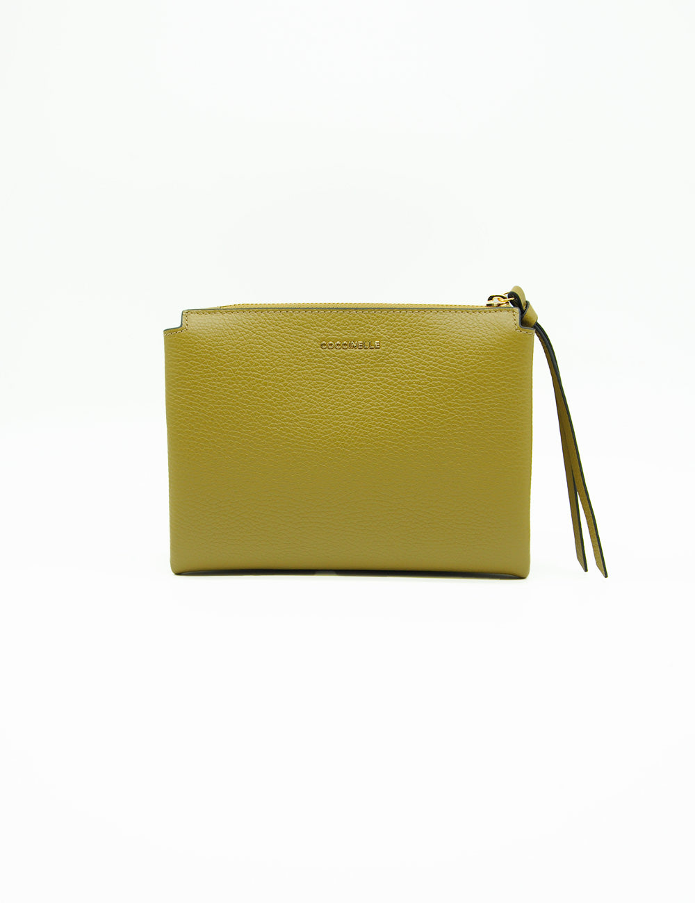 Borsa a tracolla piccola Arlettis Coccinelle in pelle verde oliva testurizzata con zip abbinata