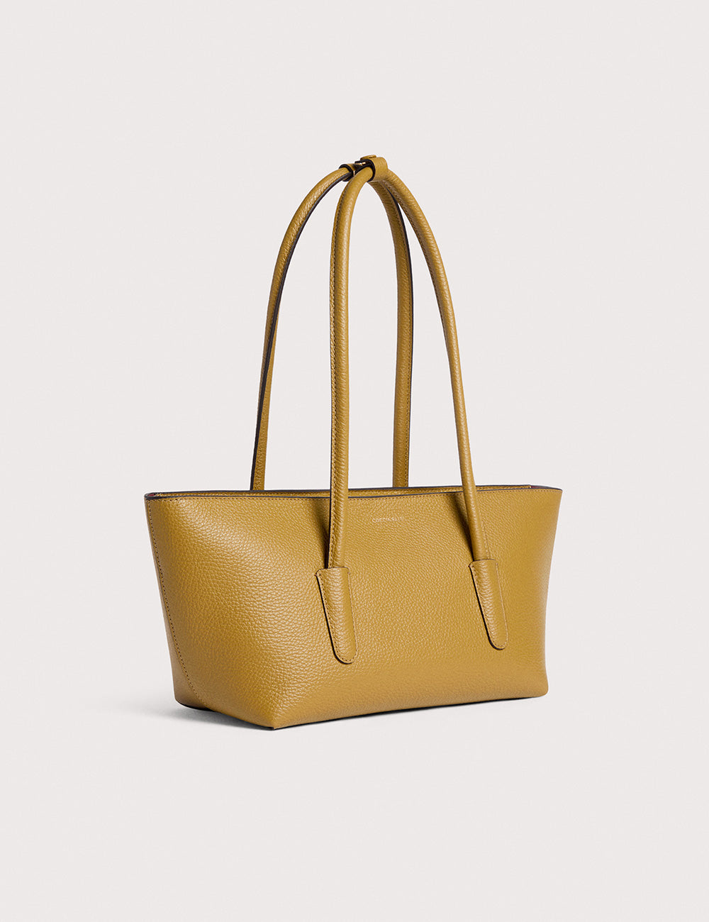 Borsa tote Coccinelle Double Beat Seagrass in pelle gialla senape ciottolata