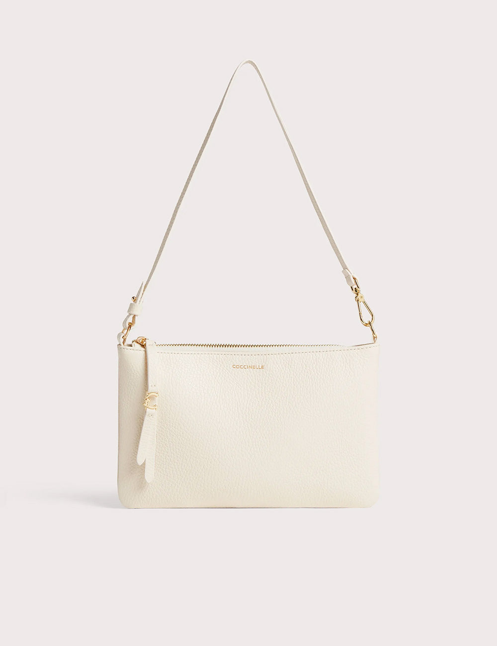 Borsa Coccinelle C-Easy Mini Pearl in pelle crema con hardware dorato e tracolla staccabile