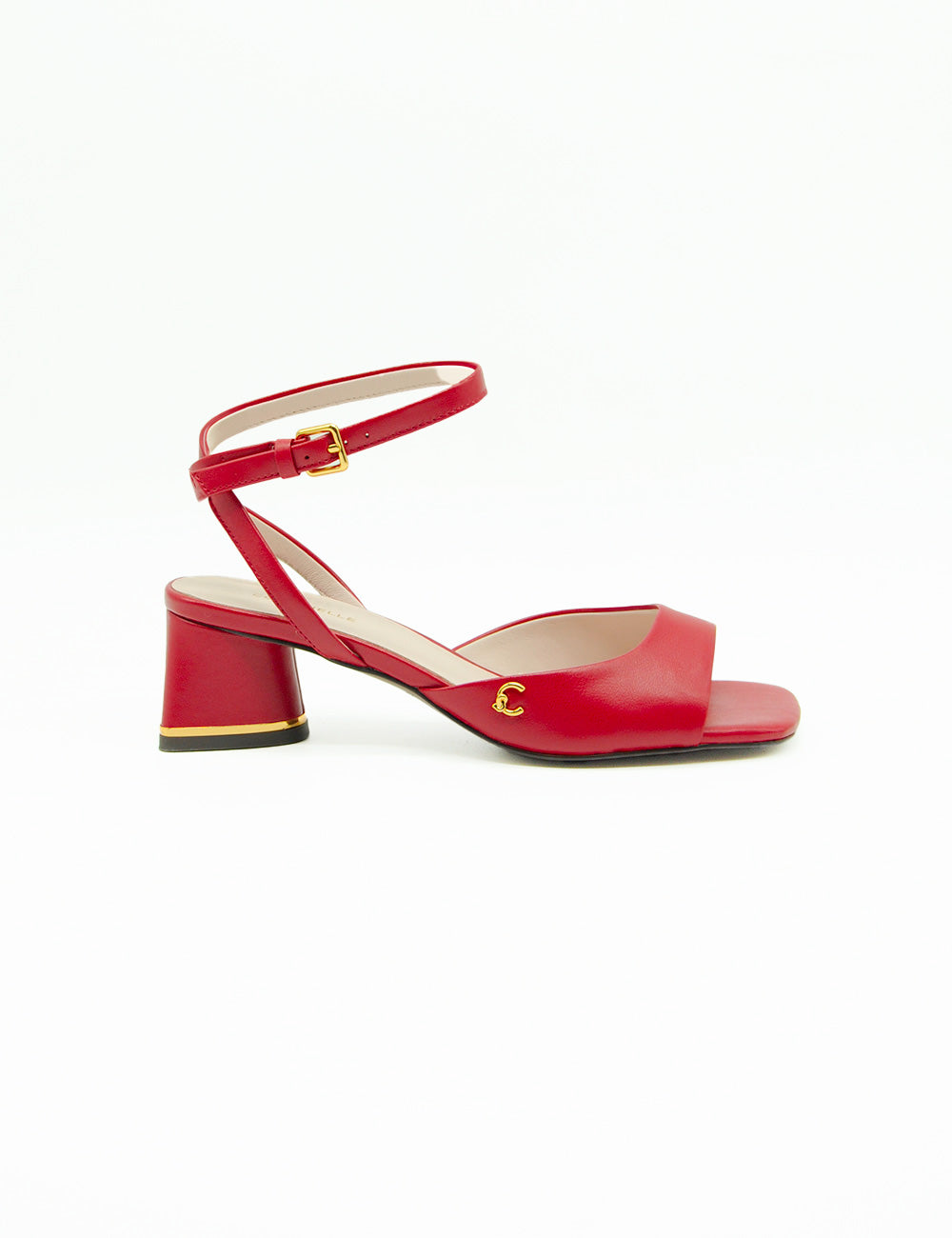 Sandalo C-Everyday Scarlet Coccinelle in pelle rossa verniciata con fibbia oro