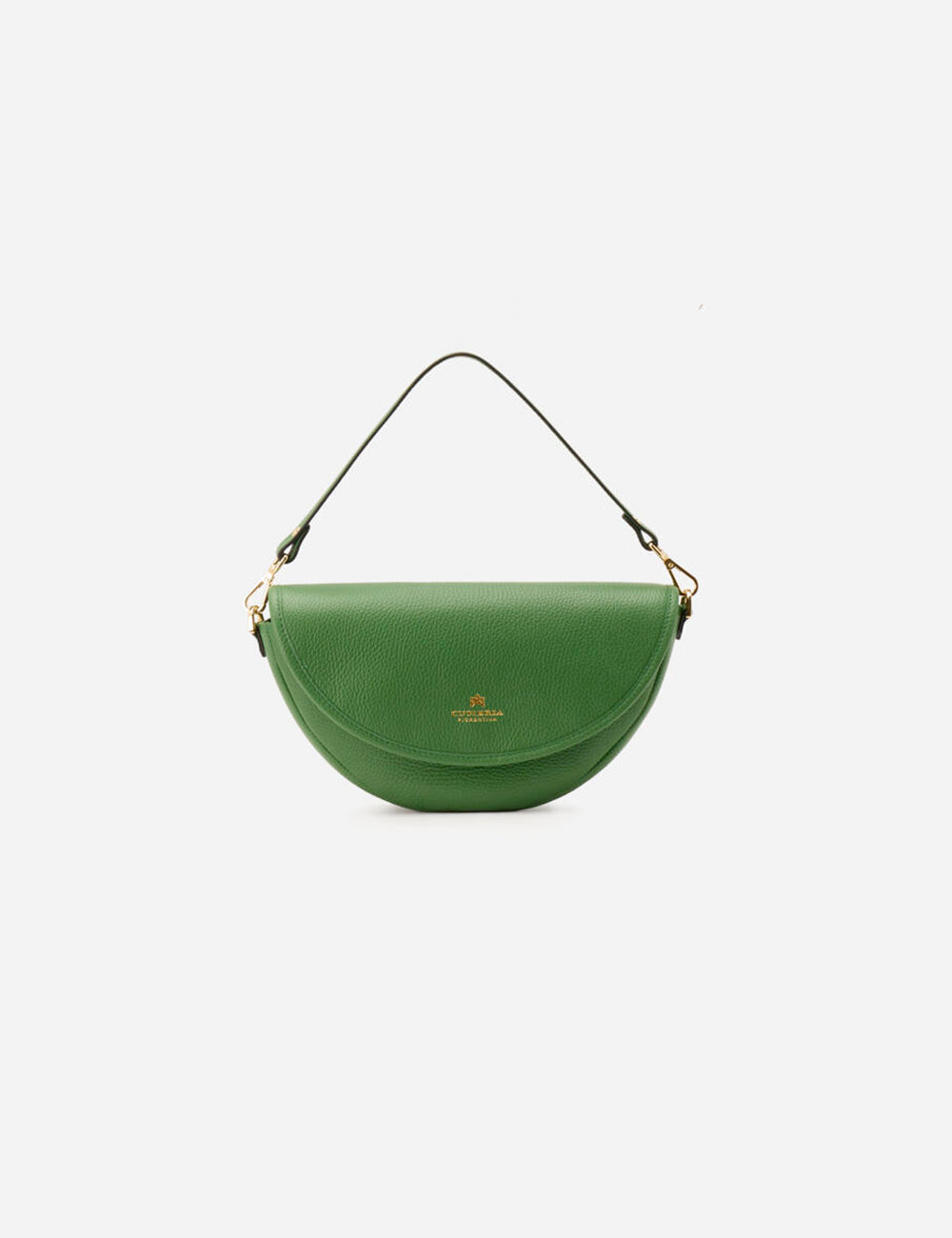 Borsa Dora Small Aloe Cuoieria Fiorentina, verde vibrante a mezzaluna