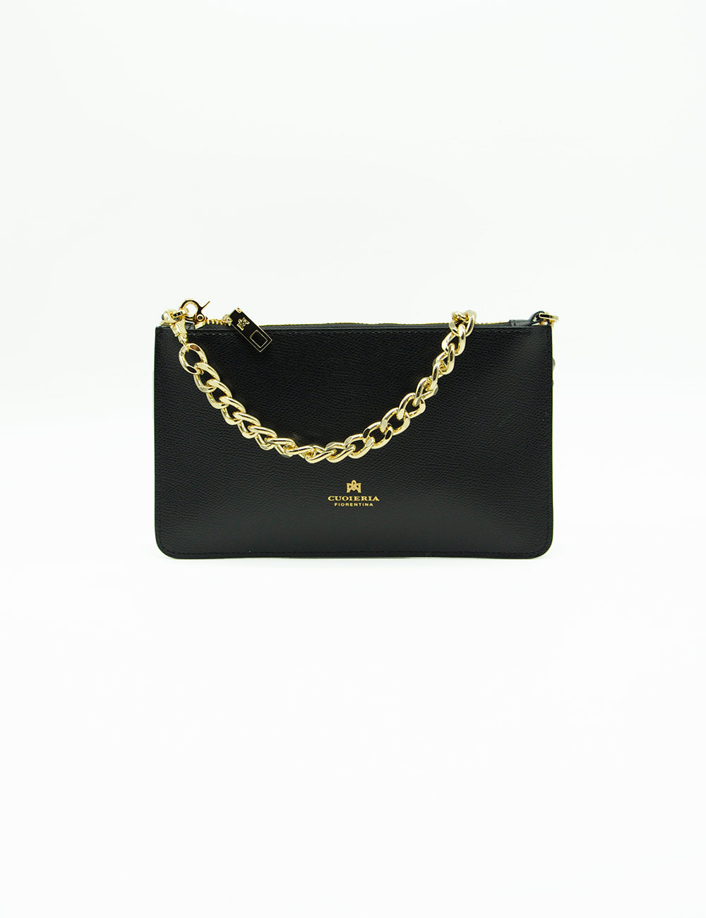 Borsa pochette nera Cuoieria Fiorentina Alice in pelle con catena dorata