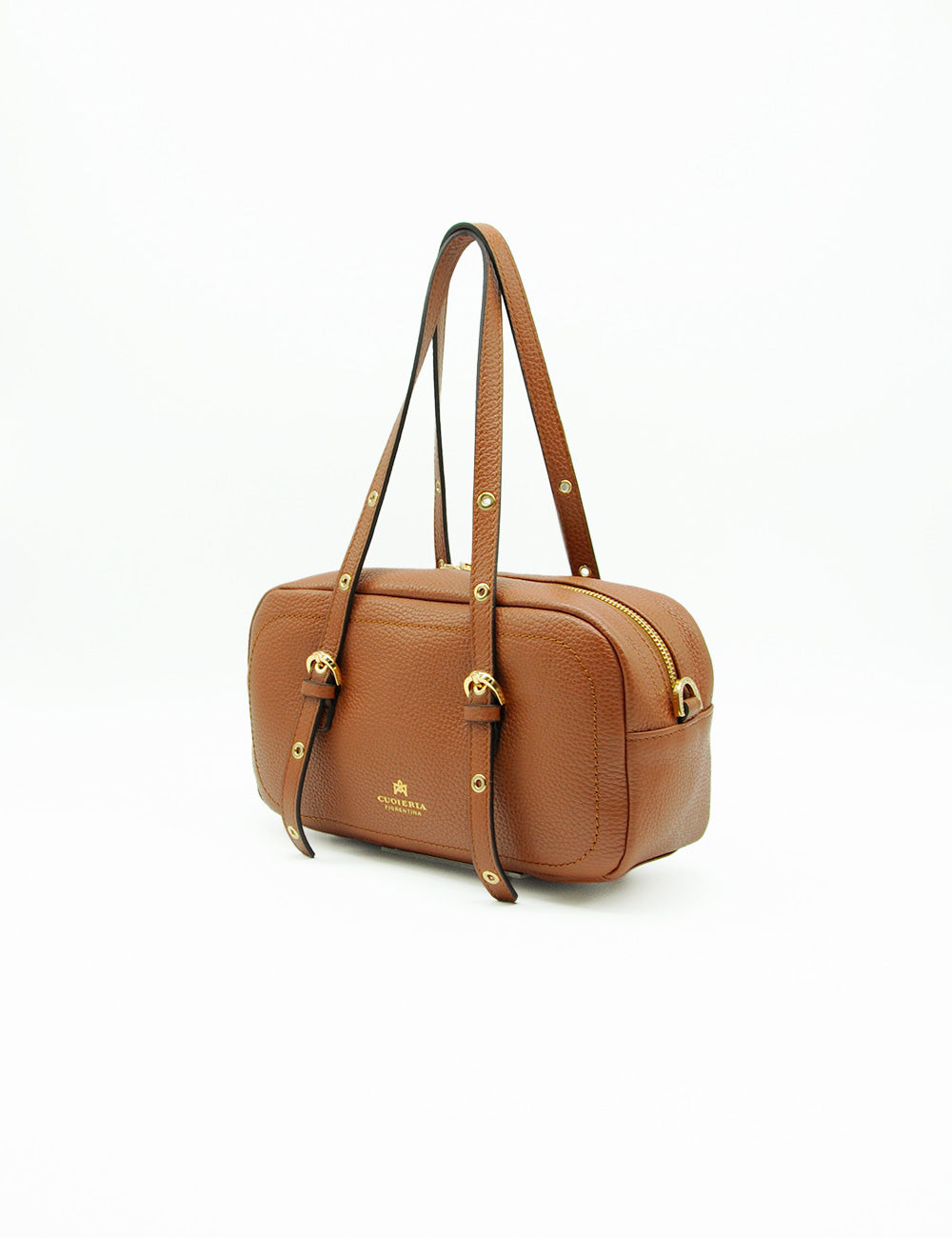 Borsa in pelle color caramello Cuoieria Fiorentina Baulotto Eva con hardware dorato