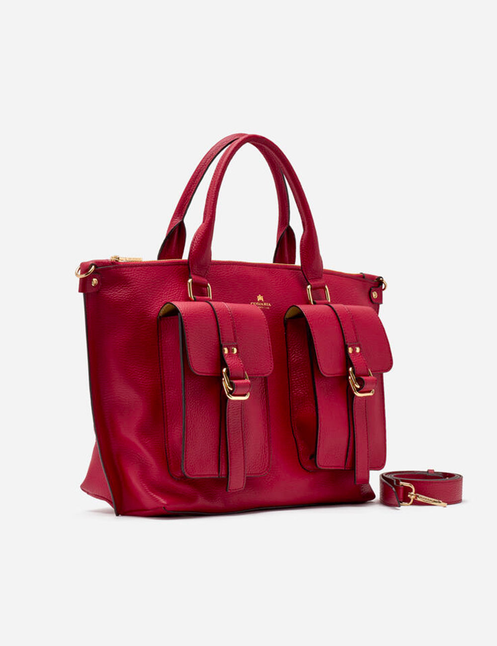 Borsa tote Cuoieria Fiorentina grande cherry in pelle rossa vibrante