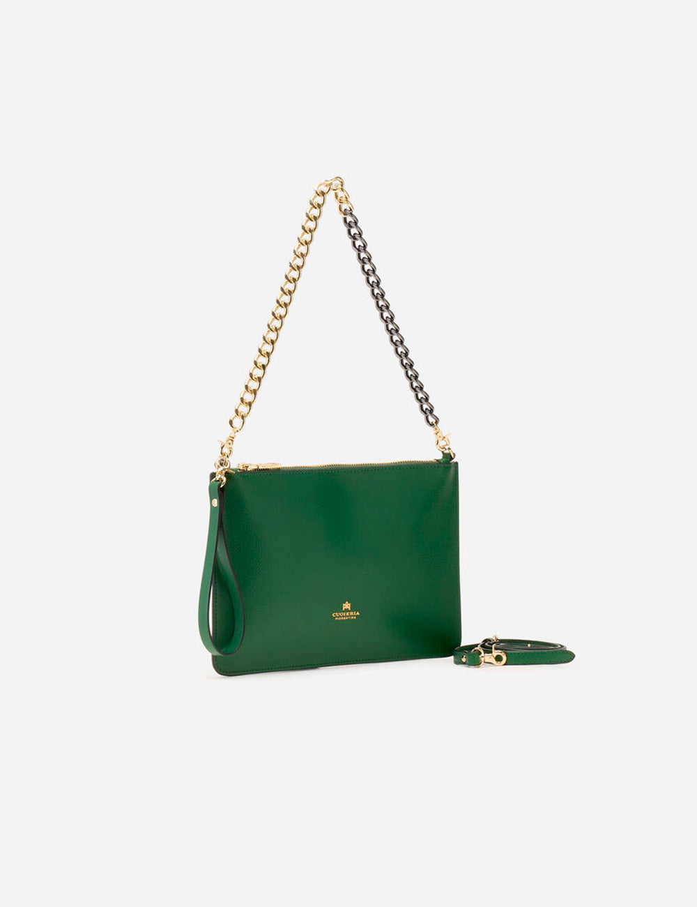Pochette Bella Aloe Cuoieria Fiorentina in pelle verde smeraldo
