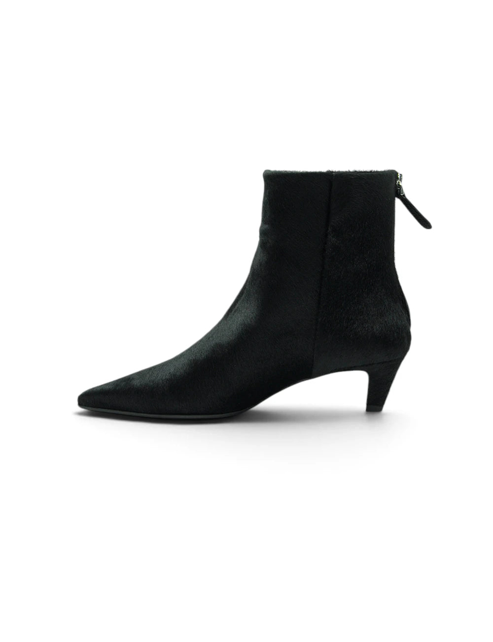 Stivaletto nero Chantal Tronchetto Cavallino in suede con punta affilata e tacco basso