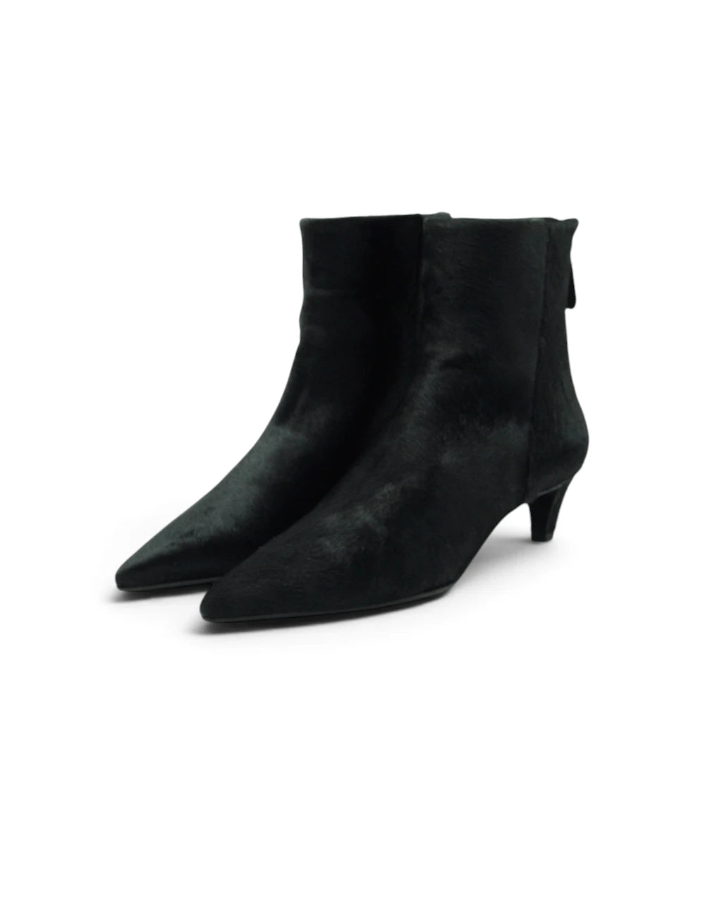 Black suede ankle boots chantal tronchetto cavallino nero with pointed toe and low heel