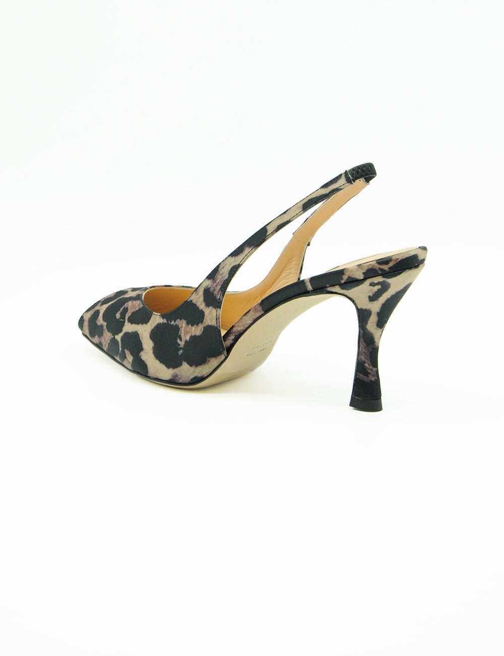 Chantal Sandalo Slingback Leo: pump slingback leopard suede tacco sottile fodera beige