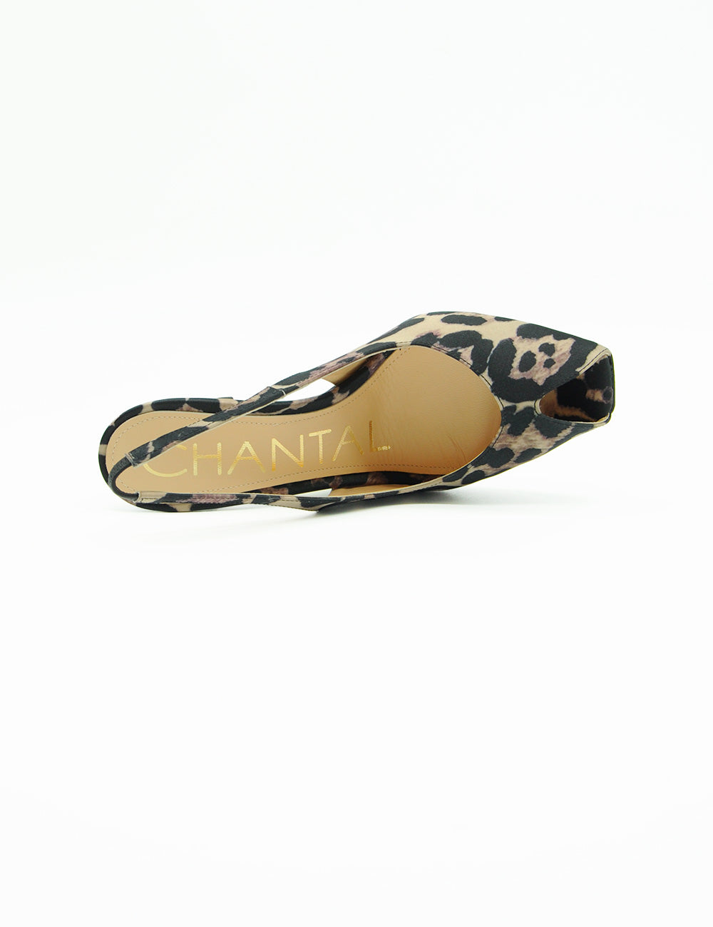 Sandalo slingback Chantal Leo con stampa leopardo e peep-toe