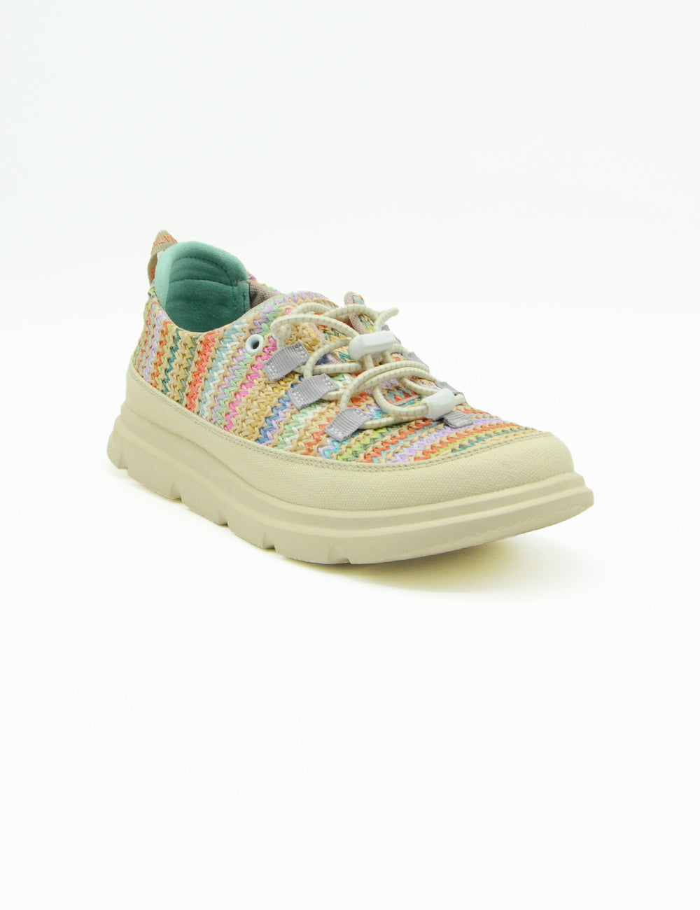 Sneaker CNR Easy Clip Multicolor intrecciata con suola crema e fodera teal