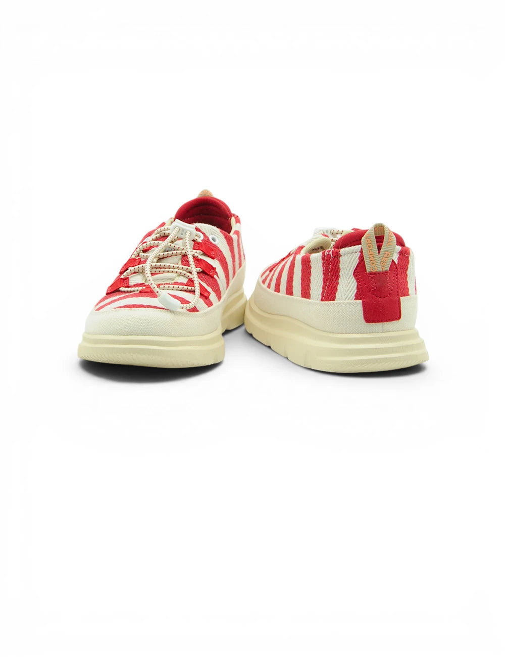 Red and white striped canvas sneakers cnr sneakers easy clip red milk with cream laces and chunky off-white sole