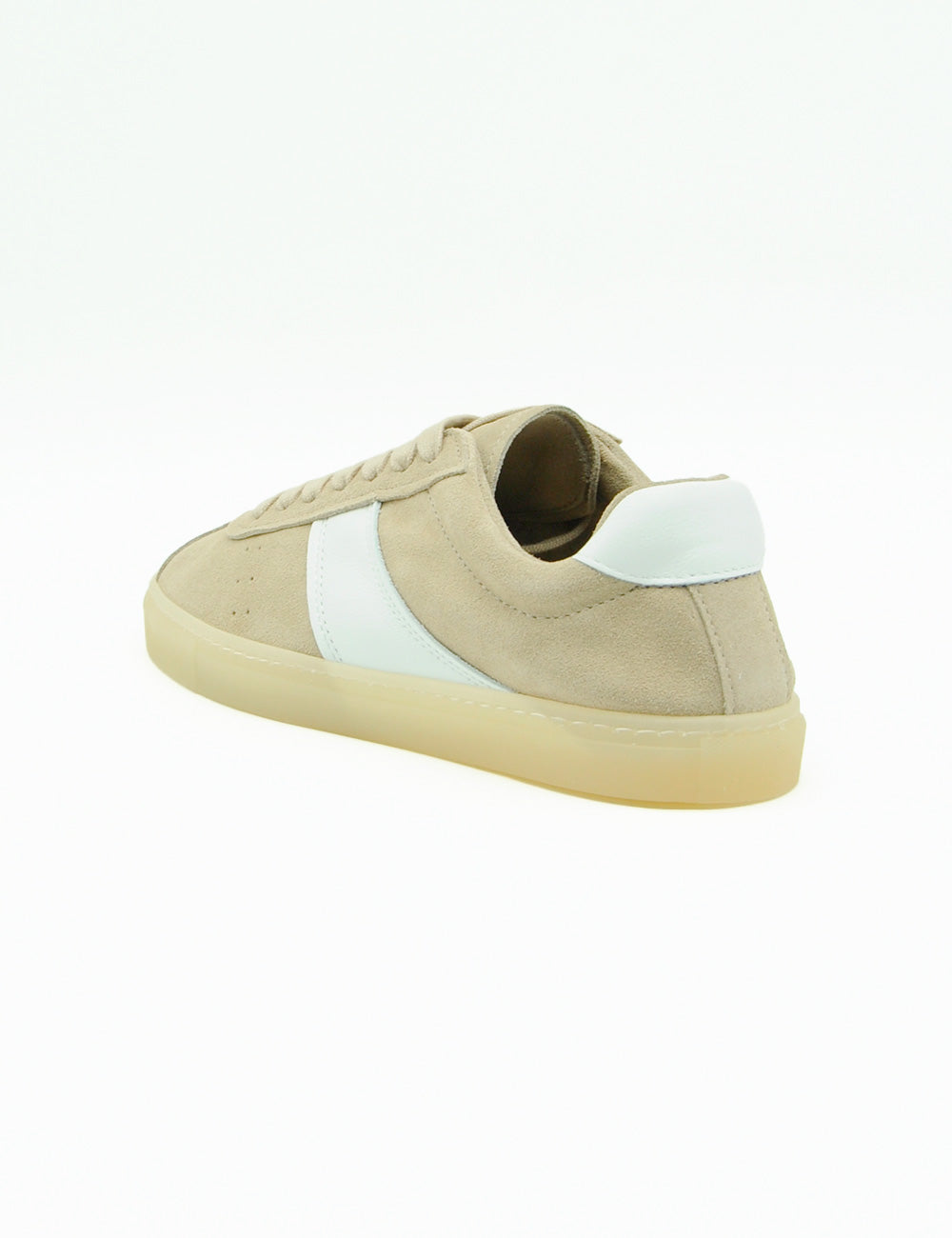 Sneaker Copenhagen in suede beige con striscia bianca e suola in gomma