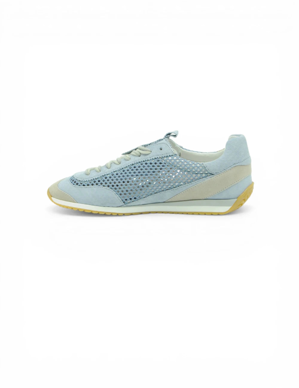 Sneaker Cromier Net Light Indigo azzurra in suede con pannello mesh e accenti metallici