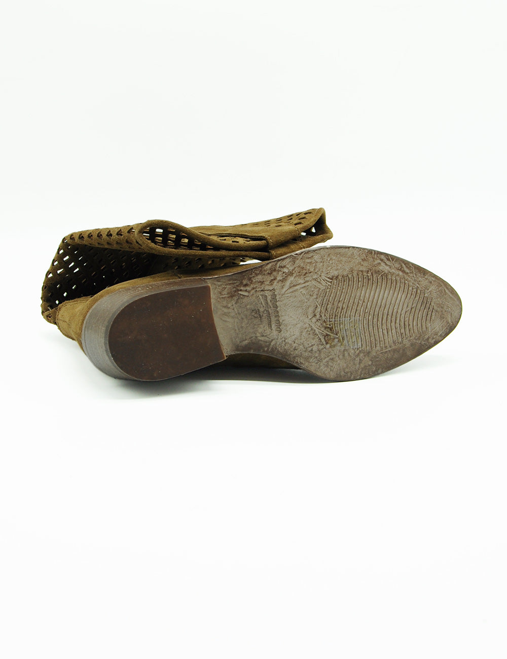 Stivale tan in suede Curiosité Texano Coffee con tomaia traforata e suola in gomma marrone