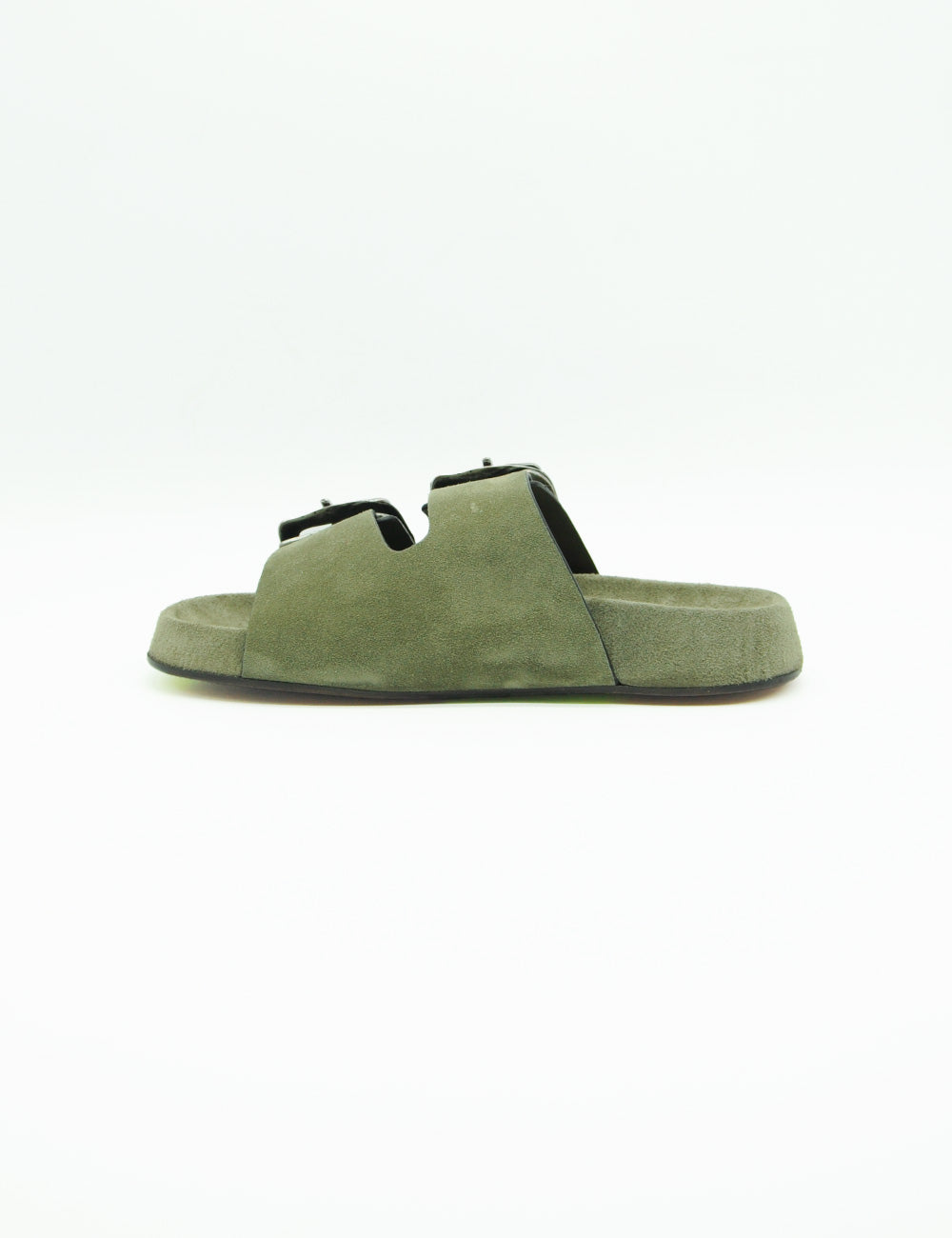 Sandalo Kazar Salvia Ernesto Dolani verde salvia in suede con fibbie nere